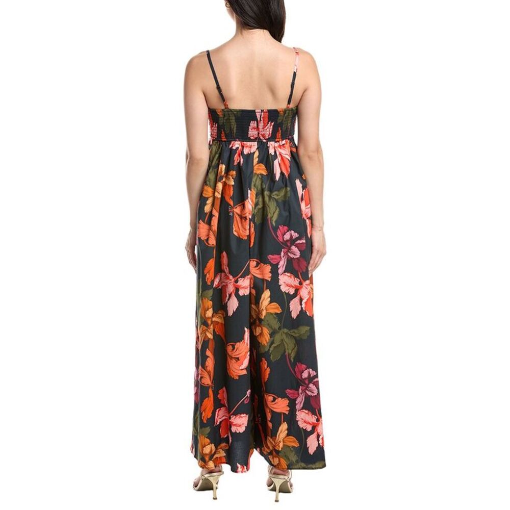 Hutch Navy Floral Jumpsuit with Coral and Orange Blooms - Picture 2 of 3